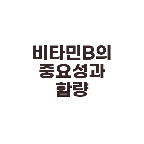 비타민B의 중요성과 함량
