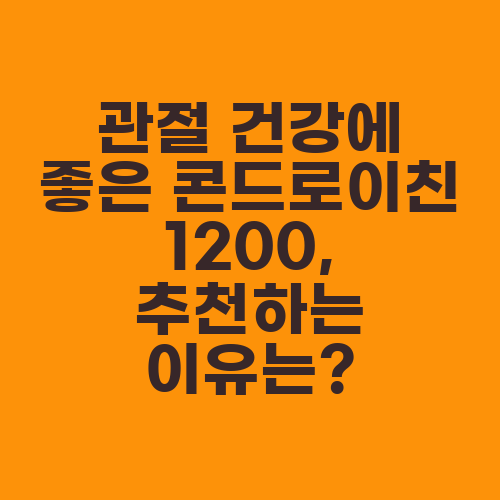관절 건강에 좋은 콘드로이친 1200, 추천하는 이유는?