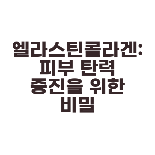 엘라스틴콜라겐: 피부 탄력 증진을 위한 비밀